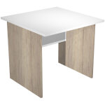 Bureau droit pronto bois - l. 80 x p. 80 cm - plateau blanc - pieds panneaux chêne canadien Bureau droit pronto bois - l. 80 x p. 80 cm - plateau blanc - pieds panneaux chêne canadien