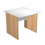 Bureau droit pronto bois - l. 80 x p. 80 cm - plateau blanc - pieds panneaux htre