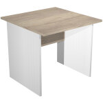 Bureau droit pronto bois - l. 80 x p. 80 cm - plateau chêne canadien - pieds panneaux blanc Bureau droit pronto bois - l. 80 x p. 80 cm - plateau chêne canadien - pieds panneaux blanc
