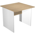 Bureau droit pronto bois - l. 80 x p. 80 cm - plateau chêne - pieds panneaux blanc Bureau droit pronto bois - l. 80 x p. 80 cm - plateau chêne - pieds panneaux blanc