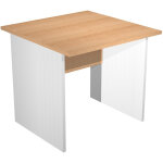 Bureau droit pronto bois - l. 80 x p. 80 cm - plateau hêtre - pieds panneaux blanc Bureau droit pronto bois - l. 80 x p. 80 cm - plateau hêtre - pieds panneaux blanc