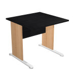 Bureau droit pronto bois - l. 80 x p. 80 cm - plateau noir - pieds l h�tre