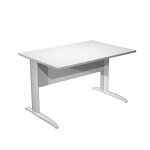 Bureau droit pronto m�tal - l. 120 x p. 80 cm - plateau blanc - pieds l aluminium