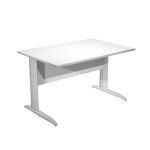 Bureau droit pronto mtal - l. 120 x p. 80 cm - plateau blanc - pieds l chrome