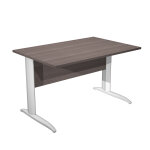 Bureau droit pronto mtal - l. 120 x p. 80 cm - plateau cendre - pieds l blanc