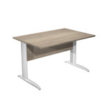 Bureau droit pronto mtal - l. 120 x p. 80 cm - plateau chne canadien - pieds l blanc