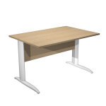 Bureau droit pronto métal - l. 120 x p. 80 cm - plateau chêne - pieds l blanc Bureau droit pronto métal - l. 120 x p. 80 cm - plateau chêne - pieds l blanc
