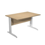 Bureau droit pronto mtal - l. 120 x p. 80 cm - plateau chne - pieds l chrome