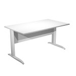 Bureau droit pronto mtal - l. 140 x p. 80 cm - plateau blanc - pieds l blanc