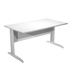 Bureau droit pronto mtal - l. 140 x p. 80 cm - plateau blanc - pieds l chrome