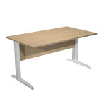 Bureau droit pronto m�tal - l. 140 x p. 80 cm - plateau ch�ne - pieds l chrome