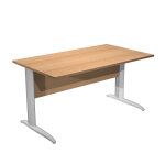 Bureau droit pronto mtal - l. 140 x p. 80 cm - plateau htre - pieds l aluminium