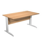 Bureau droit pronto métal - l. 140 x p. 80 cm - plateau hêtre - pieds l blanc Bureau droit pronto métal - l. 140 x p. 80 cm - plateau hêtre - pieds l blanc