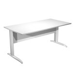 Bureau droit pronto m�tal - l. 160 x p. 80 cm - plateau blanc - pieds l aluminium