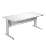 Bureau droit pronto mtal - l. 160 x p. 80 cm - plateau blanc - pieds l chrome