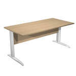 Bureau droit pronto métal - l. 160 x p. 80 cm - plateau chêne - pieds l aluminium Bureau droit pronto métal - l. 160 x p. 80 cm - plateau chêne - pieds l aluminium