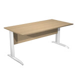 Bureau droit pronto métal - l. 160 x p. 80 cm - plateau chêne - pieds l blanc Bureau droit pronto métal - l. 160 x p. 80 cm - plateau chêne - pieds l blanc