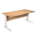 Bureau droit pronto mtal - l. 160 x p. 80 cm - plateau htre - pieds l blanc