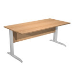 Bureau droit pronto m�tal - l. 160 x p. 80 cm - plateau h�tre - pieds l chrome