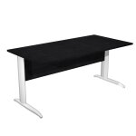 Bureau droit pronto mtal - l. 160 x p. 80 cm - plateau noir - pieds l blanc