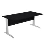 Bureau droit pronto m�tal - l. 160 x p. 80 cm - plateau noir - pieds l chrome