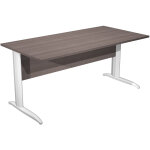 Bureau droit pronto métal - l. 180 x p. 80 cm - plateau cendre - pieds droit l blanc Bureau droit pronto métal - l. 180 x p. 80 cm - plateau cendre - pieds droit l blanc