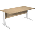 Bureau droit pronto métal - l. 180 x p. 80 cm - plateau chêne - pieds droit l blanc Bureau droit pronto métal - l. 180 x p. 80 cm - plateau chêne - pieds droit l blanc