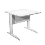 Bureau droit pronto mtal - l. 80 x p. 80 cm - plateau blanc - pieds l blanc
