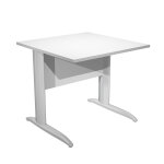 Bureau droit pronto mtal - l. 80 x p. 80 cm - plateau blanc - pieds l chrome