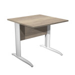 Bureau droit pronto mtal - l. 80 x p. 80 cm - plateau chne canadien - pieds l blanc