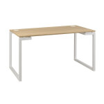 Bureau droit vitaly - l. 140 x p. 80 cm - plateau chne - pieds cadre mtal blanc