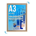 Cadre mural clic - clac format a3 - int�rieur et ext�rieur - finition aluminium bois h�tre clair