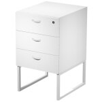 Caisson fixe 3 tiroirs presto blanc sur pieds cadre m�tal blanc