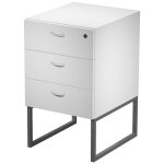 Caisson fixe 3 tiroirs presto blanc sur pieds cadre m�tal anthracite