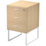 Caisson fixe 3 tiroirs presto ch�ne sur pieds cadre m�tal blanc