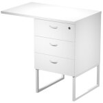 Caisson hauteur bureau 3 tiroirs presto avec top largeur 80 cm - blanc - pieds blanc