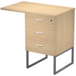 Caisson hauteur bureau 3 tiroirs presto avec top largeur 80 cm - chne - pieds anthracite