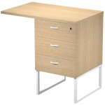 Caisson hauteur bureau 3 tiroirs presto avec top largeur 80 cm - chne - pieds blanc