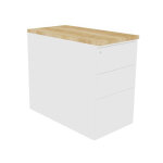 Caisson hauteur bureau m�tal blanc nf environnement top ch�ne nebraska h. 72 x l. 42 x p. 80 cm