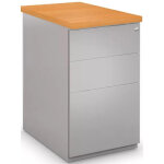 Caisson hauteur bureau métal nf environnement aluminium top chêne clair h. 72 x l. 42 x p. 60 cm Caisson hauteur bureau métal nf environnement aluminium top chêne clair h. 72 x l. 42 x p. 60 cm
