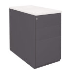 Caisson hauteur bureau m�tal nf environnement anthracite top blanc, h. 72 x l. 42 x p. 80 cm