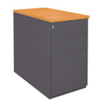 Caisson hauteur bureau mtal nf environnement anthracite top htre, h. 72 x l. 42 x p. 80 cm