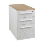 Caisson hauteur bureau vitaly - l. 42 x p. 80 x h. 71 cm - 3 tiroirs - top chne - corps blanc