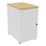 Caisson mélaminé hauteur bureau 1 porte battante l. 42 x p. 60 x h. 72 cm - corps blanc - top hêtre Caisson mélaminé hauteur bureau 1 porte battante l. 42 x p. 60 x h. 72 cm - corps blanc - top hêtre