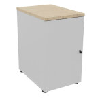 Caisson mélaminé hauteur bureau 1 porte battante l. 42 x p. 60 x h. 72 cm - corps gris - top chêne Caisson mélaminé hauteur bureau 1 porte battante l. 42 x p. 60 x h. 72 cm - corps gris - top chêne