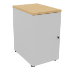Caisson mélaminé hauteur bureau 1 porte battante l. 42 x p. 60 x h. 72 cm - corps gris - top hêtre Caisson mélaminé hauteur bureau 1 porte battante l. 42 x p. 60 x h. 72 cm - corps gris - top hêtre