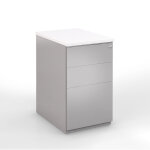 Caisson m�tal hauteur bureau l. 42 x p. 80 x h. 72 cm - corps aluminium - top blanc