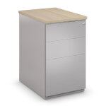 Caisson m�tal hauteur bureau l. 42 x p. 60 x h. 72 cm - corps aluminium - top ch�ne