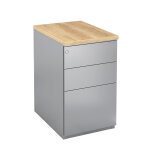 Caisson métal hauteur bureau l. 42 x p. 60 x h. 72 cm - corps aluminium - top chêne nebraska Caisson métal hauteur bureau l. 42 x p. 60 x h. 72 cm - corps aluminium - top chêne nebraska