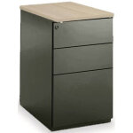 Caisson mtal hauteur bureau l. 42 x p. 60 x h. 72 cm - corps noir - top chne